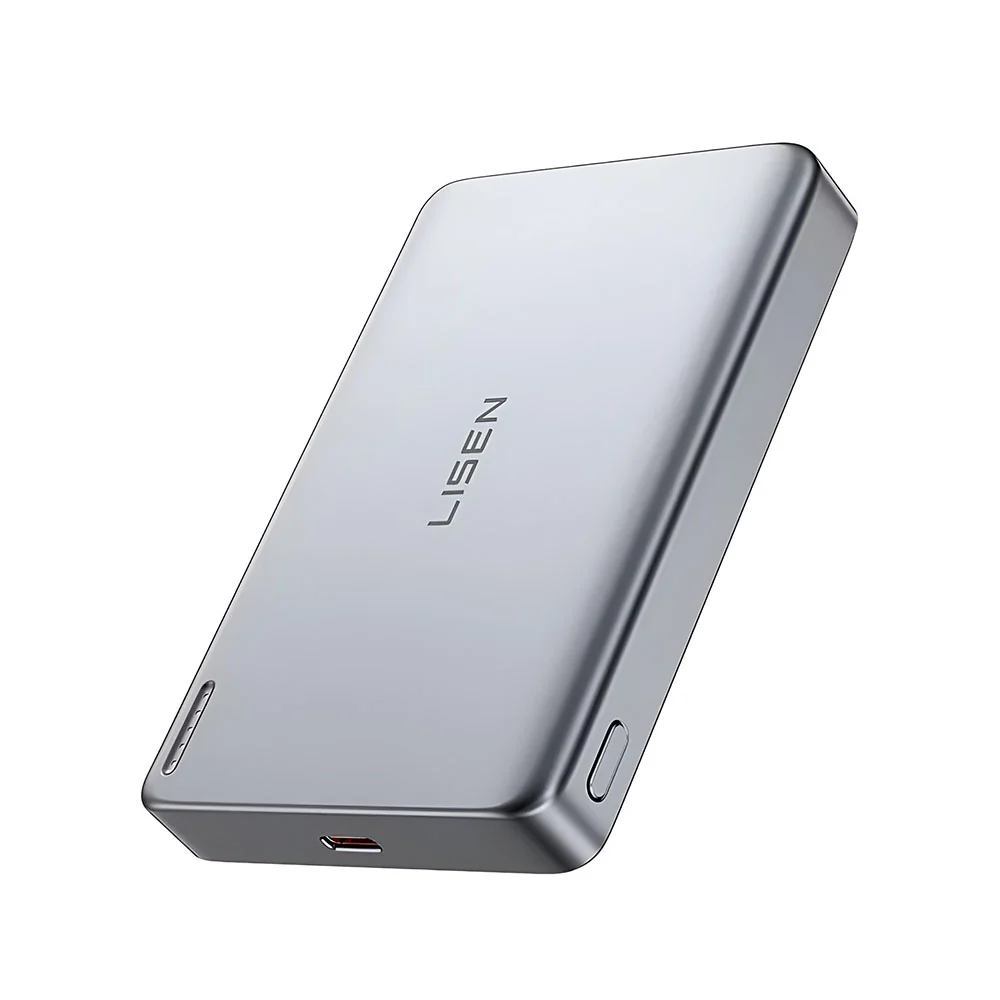 Batteria Esterna Wireless Lisen L601 Pro, 10000mAh, 27W, PD + FQI, 1 x QI - 1 x USB-C, Grigio YL0325100009 — 1