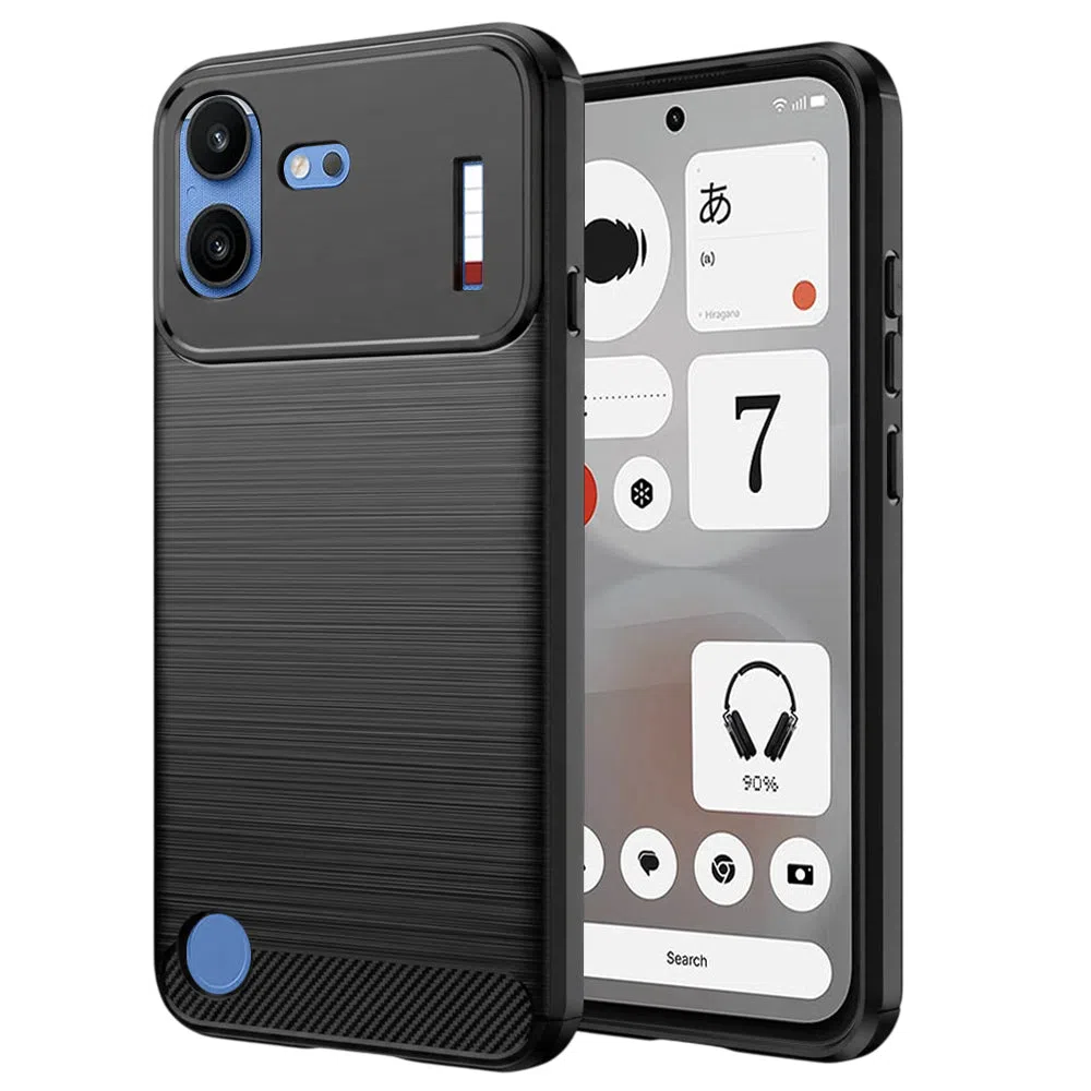 Custodia per Nothing Phone (4b), Techsuit, Carbonio, Nera — 1