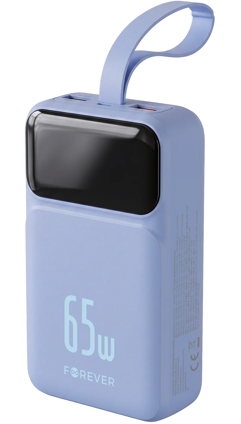 Batteria Esterna Forever Vibe-TB65, 20000mAh, 65W, QC + PD, 2 x USB-A - 2 x USB-C, Blu — 1