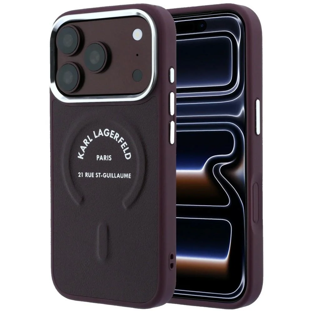 Custodia MagSafe per Apple iPhone 18 Pro / 17 Pro, Karl Lagerfeld, Anello Karl RSG Logo, Vinaccia — 1