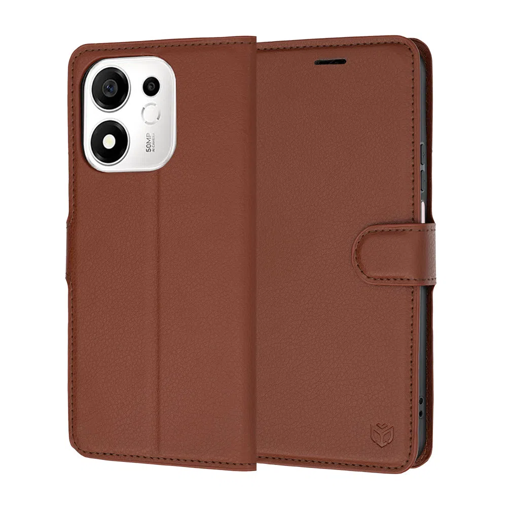 Custodia per Honor 600 Smart, Techsuit, Leather Folio, Marrone — 1