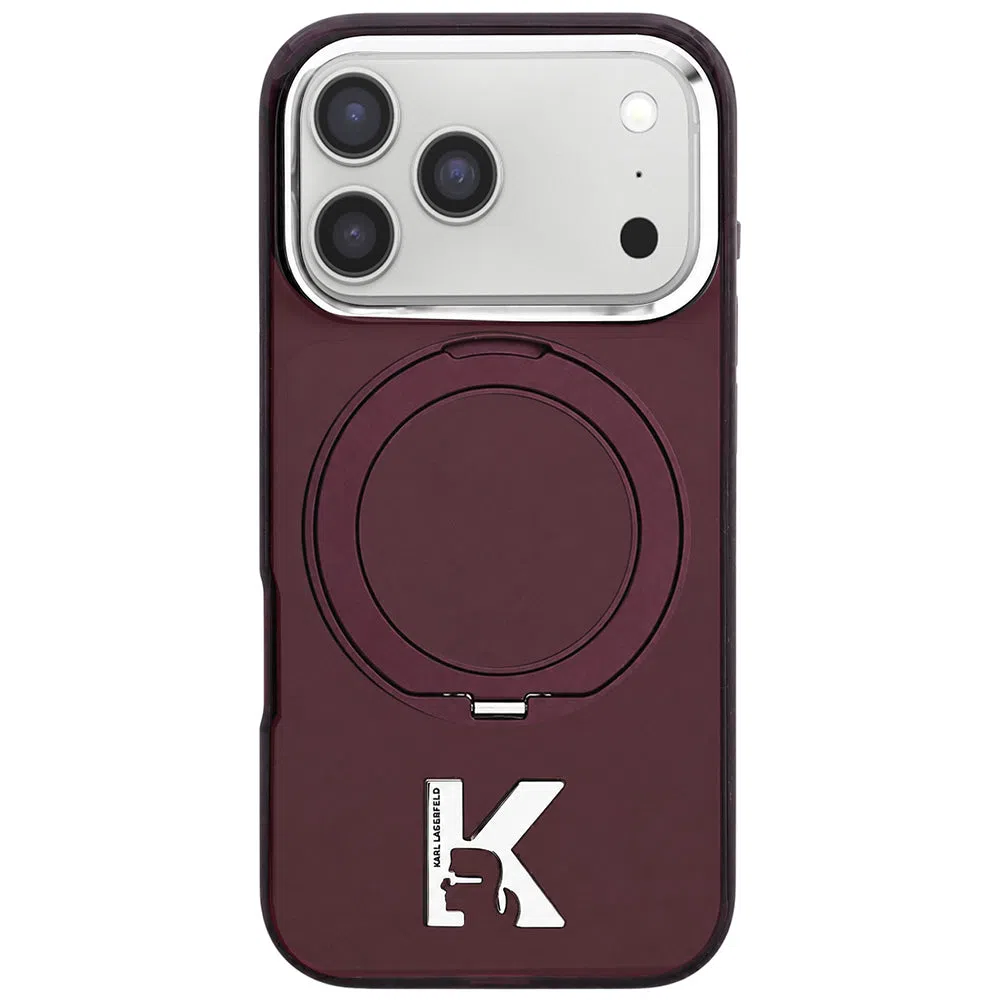 Custodia MagSafe per Apple iPhone 18 Pro / 17 Pro, Karl Lagerfeld, IML Ring Stand Kameo Metal, Vinaccia — 1