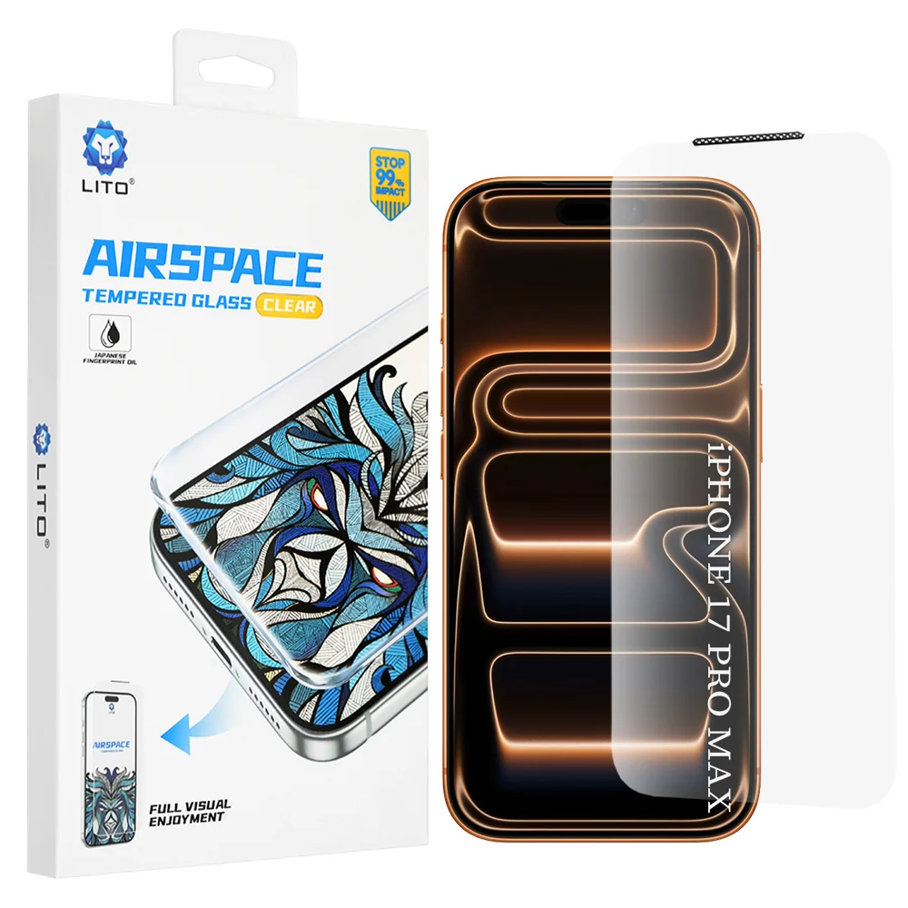 Pellicola protettiva per schermo Lito Airspace Border per Apple iPhone 18 Pro Max / 17 Pro Max, Vetro temperato, Full Glue — 1
