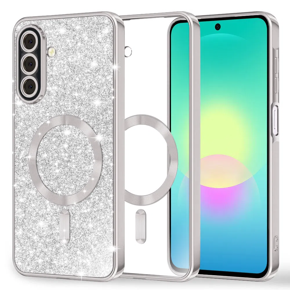 Custodia MagSafe per Samsung Galaxy A27 5G, Techsuit, Luxury Glitter, Argento — 1