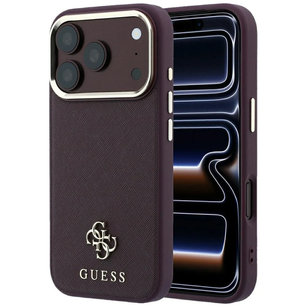 Custodia MagSafe per Apple iPhone 18 Pro / 17 Pro, Guess, Saffiano Small 4G Classic, Vinaccia — 1
