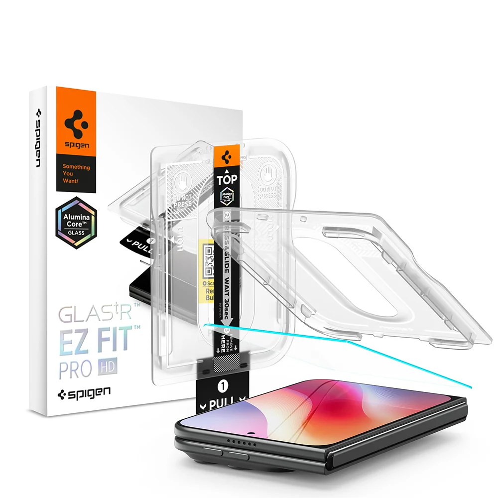 Pellicola protettiva per schermo esterno Spigen GlastR EZ FIT Pro HD per Apple iPhone Duo, Vetro temperato, Full Glue AGL12014 — 1
