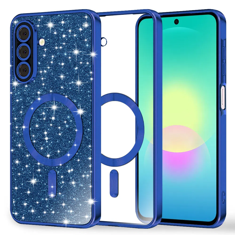 Custodia MagSafe per Samsung Galaxy A27 5G, Techsuit, Luxury Glitter, Blu Scuro — 1