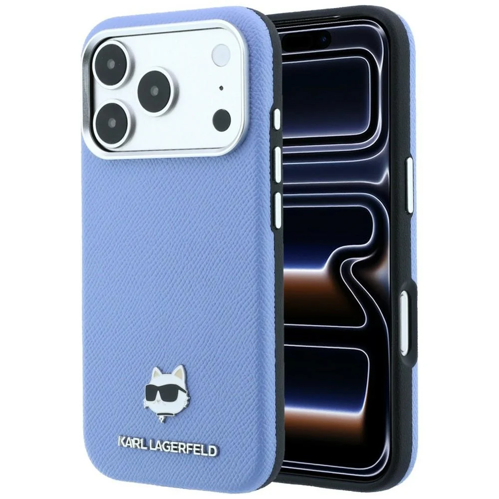 Custodia MagSafe per Apple iPhone 18 Pro / 17 Pro, Karl Lagerfeld, Grained Choupette Head, Bleu — 1