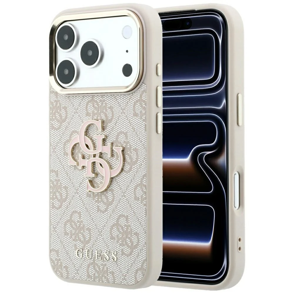 Custodia per Apple iPhone 18 Pro Max / 17 Pro Max, Guess, Logo 4G Grande in Resina, Rosa — 1