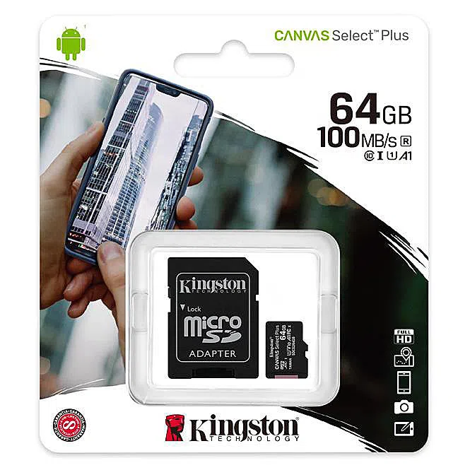 Scheda di Memoria microSDXC Kingston Canvas Select Plus Android A1, 64Gb, Classe 10 / UHS-1 U1, Con Adattatore SDCS2/64GB — 2