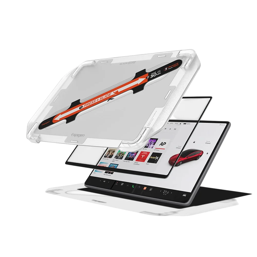 Pellicola Protettiva Spigen GlastR EZ FIT per Navigazione Tesla Y (2026 / 2025) / 3 (2026 / 2025 / 2024), Vetro Temperato AGL10654 — 1