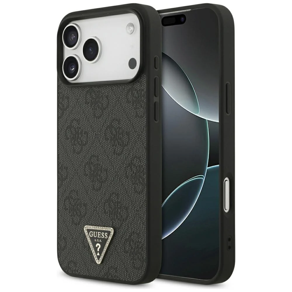 Custodia MagSafe per Apple iPhone 18 Pro Max / 17 Pro Max, Guess, 4G Triangle Strass, Nera — 1