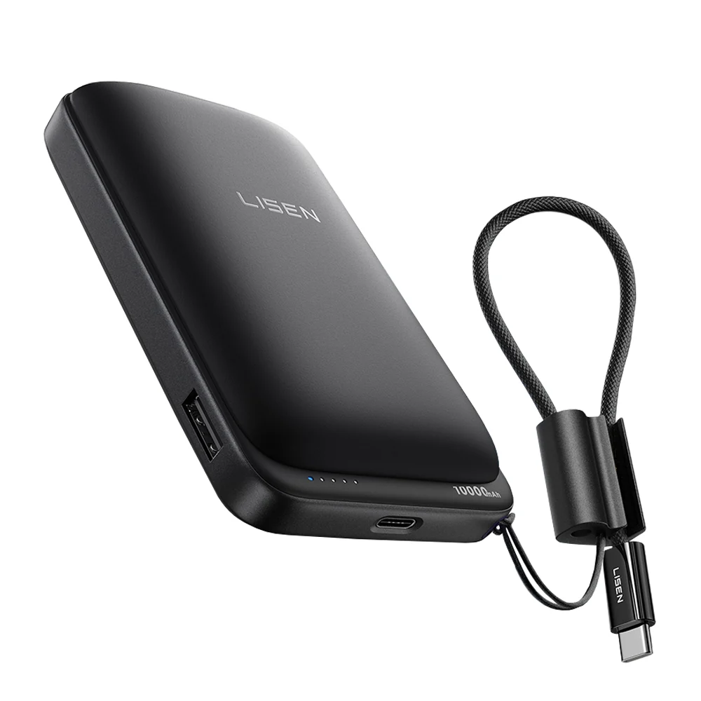 Batteria Esterna Wireless Lisen P604, 10000mAh, 65W, QC + PD + FQI, 1 x QI - 1 x USB-A - 1 x USB-C, Nera — 1