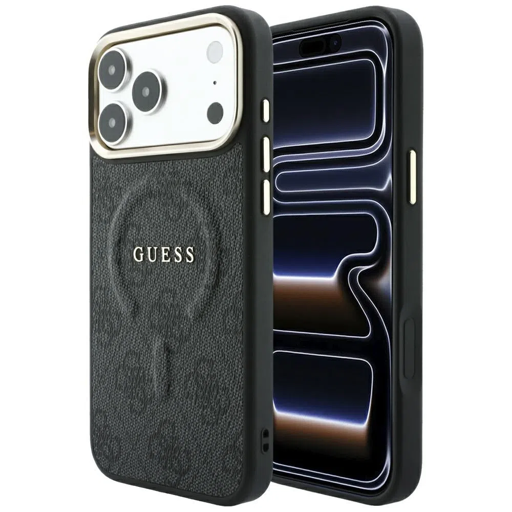 Custodia MagSafe per Apple iPhone 18 Pro Max / 17 Pro Max, Guess, 4G Embossed Classic, Nera — 1