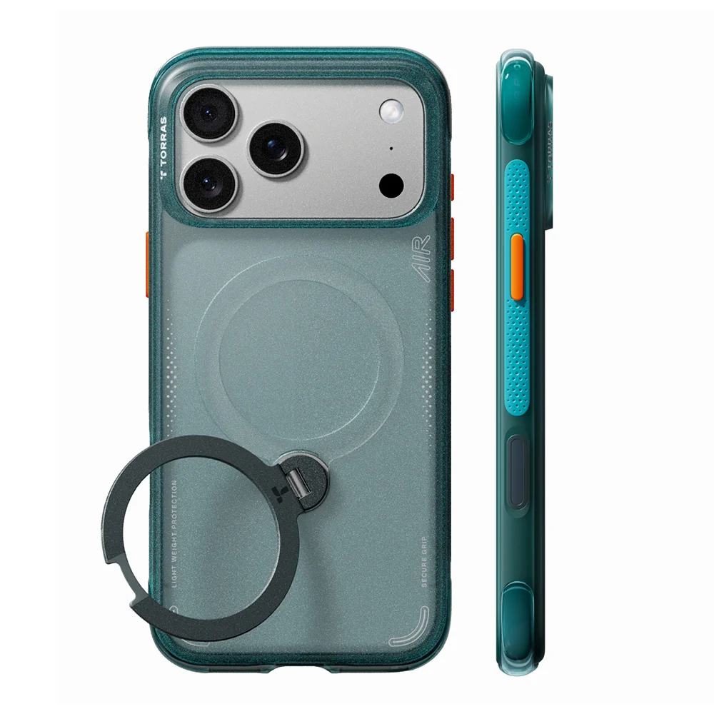 Custodia MagSafe per Apple iPhone 18 Pro Max / 17 Pro Max, Torras, Ostand Q3 Air, Verde — 1
