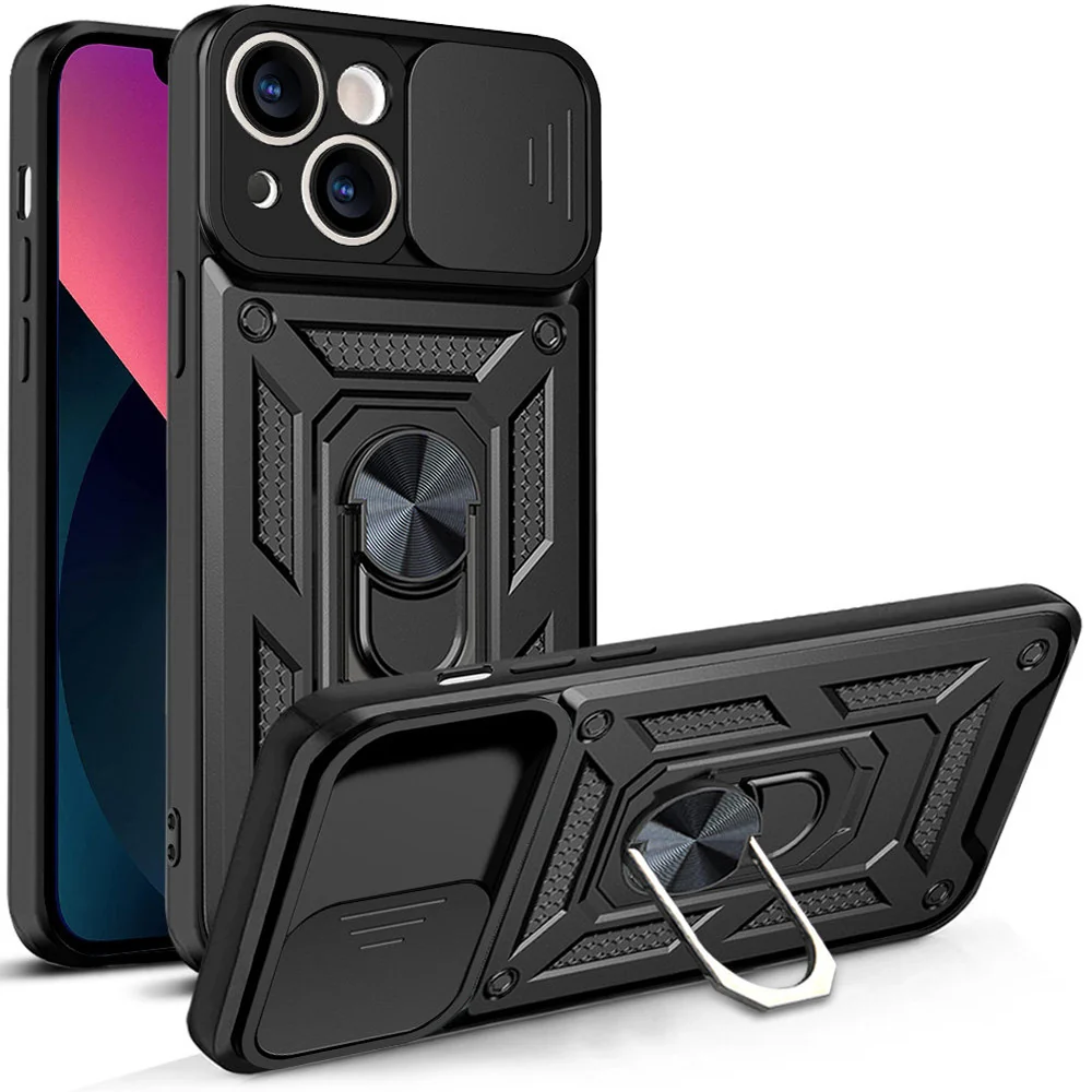 Custodia per Apple iPhone 13, Techsuit, CamShield, Nera — 1