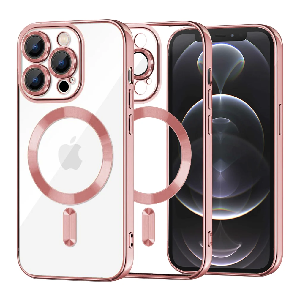 Custodia MagSafe per Apple iPhone 12 Pro, Techsuit, Luxury Crystal, Rosa — 1