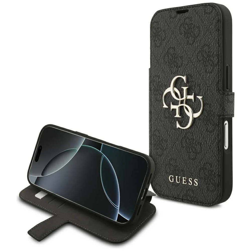 Custodia per Apple iPhone 18 Pro Max / 17 Pro Max, Guess, Logo Metallico 4G, Nera — 1