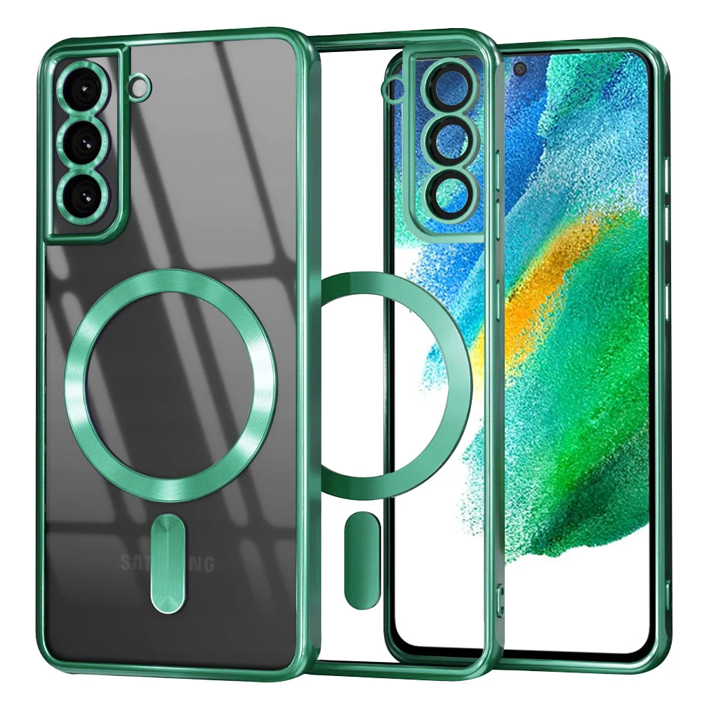 Custodia MagSafe per Samsung Galaxy S21 FE 5G G990, Techsuit, Luxury Crystal, Verde Chiaro — 1