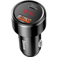 Caricatore Auto Baseus Magic Display Series, 45W, 6A, 1 x USB-A - 1 x USB-C, Nero CCMLC20C-01
