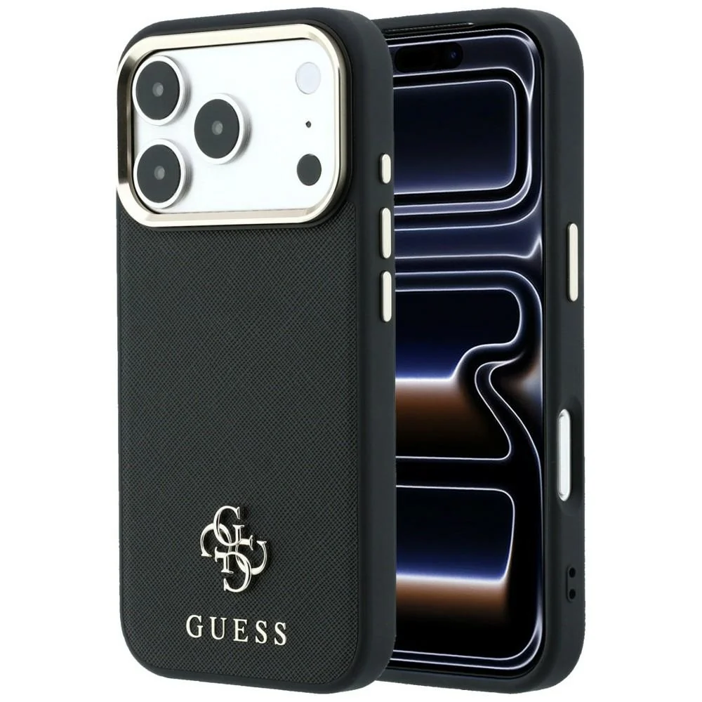 Custodia MagSafe per Apple iPhone 18 Pro Max / 17 Pro Max, Guess, Saffiano Small 4G Classic, Nera — 1
