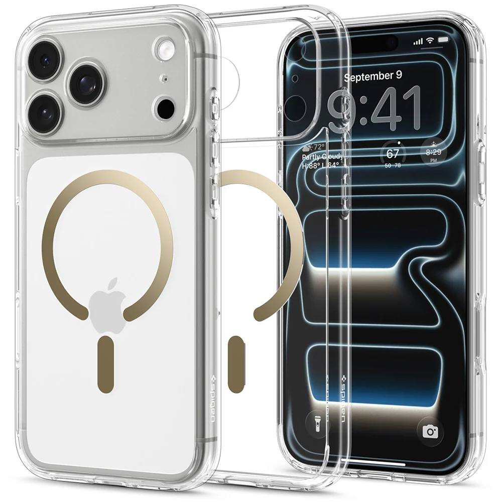 Custodia MagSafe per Apple iPhone 18 Pro Max / 17 Pro Max, Spigen, Ultra Hybrid, Oro Trasparente ACS12120 — 1