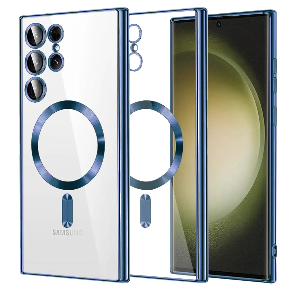 Custodia MagSafe per Samsung Galaxy S23 Ultra S918, Techsuit, Luxury Crystal, Blu Scuro — 1