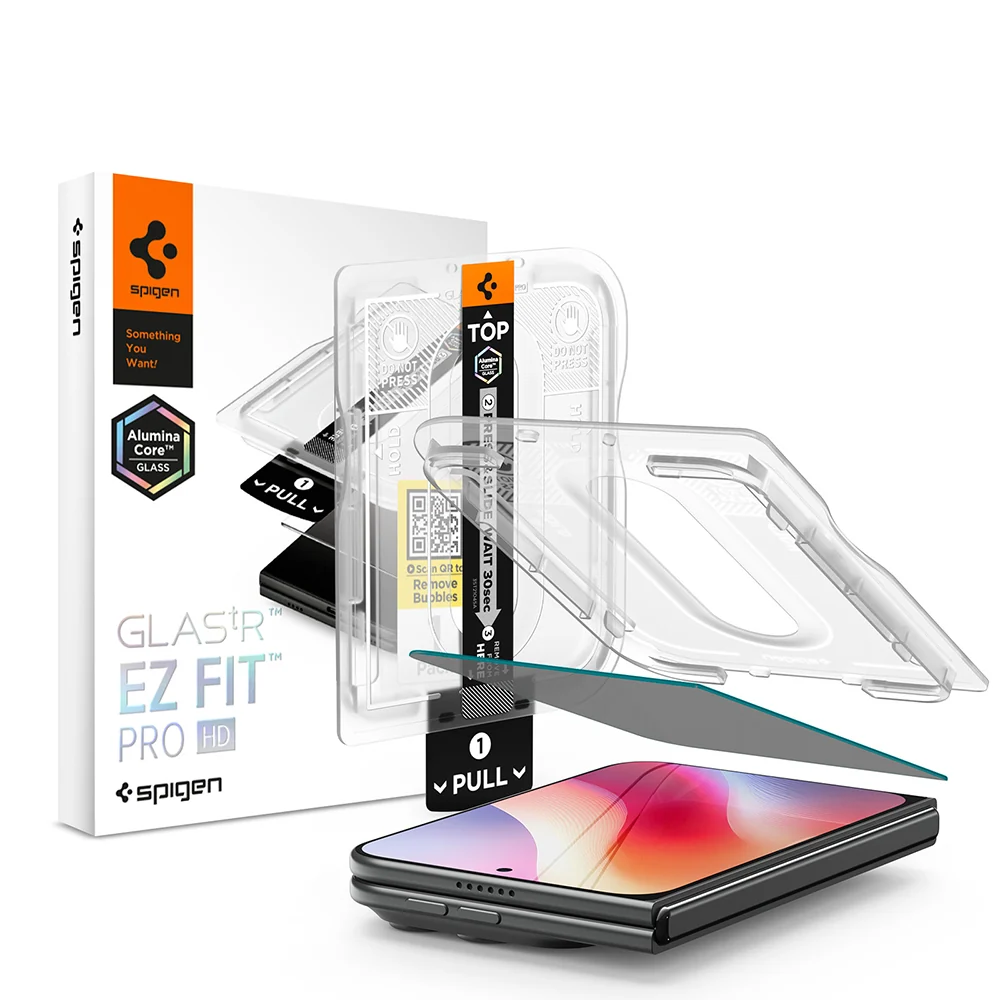 Pellicola protettiva per schermo esterno Privacy Spigen GlastR EZ FIT Pro HD per Apple iPhone Duo, Vetro temperato, Full Glue AGL12016 — 1