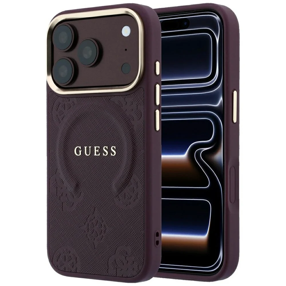 Custodia MagSafe per Apple iPhone 18 Pro Max / 17 Pro Max, Guess, Saffiano Peony Ring, Vinaccia — 1