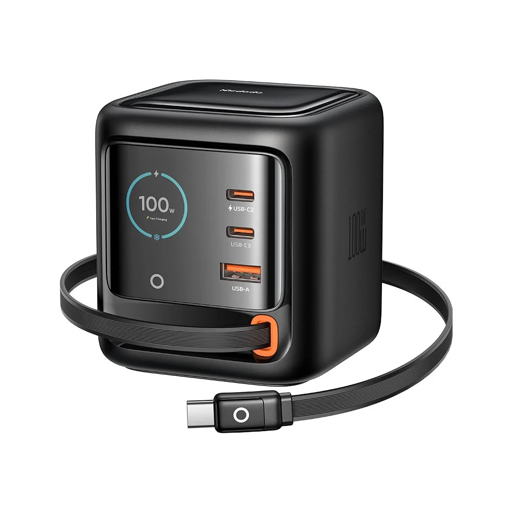 Caricatore Stazione Con Cavo USB-C Mcdodo FreeGo CH-1391 Display, 100W, 5A, 1 x USB-A - 2 x USB-C, Nero — 1