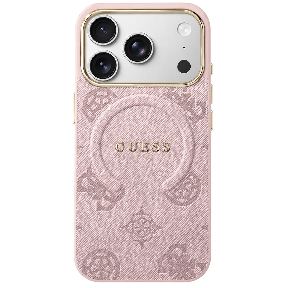 Custodia MagSafe per Apple iPhone 18 Pro Max / 17 Pro Max, Guess, 4G Anello Classico Logo in Rilievo, Rosa — 1