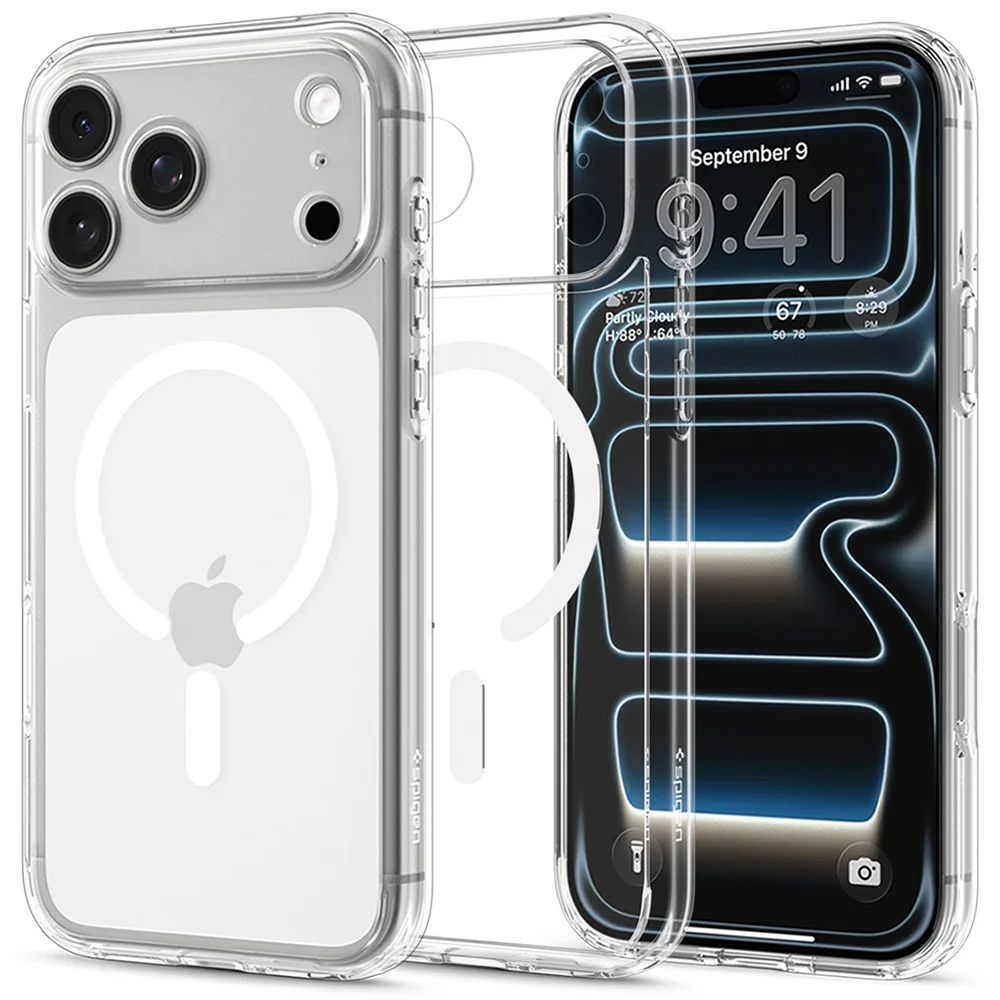 Custodia MagSafe per Apple iPhone 18 Pro / 17 Pro, Spigen, Ultra Hybrid, Trasparente Bianca ACS12155 — 1