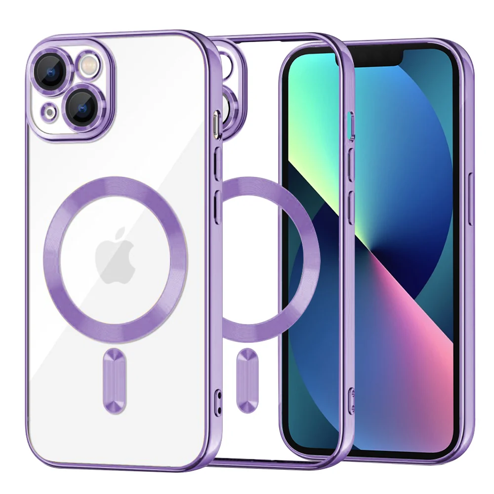 Custodia MagSafe per Apple iPhone 13, Techsuit, Luxury Crystal, Viola Chiaro — 1