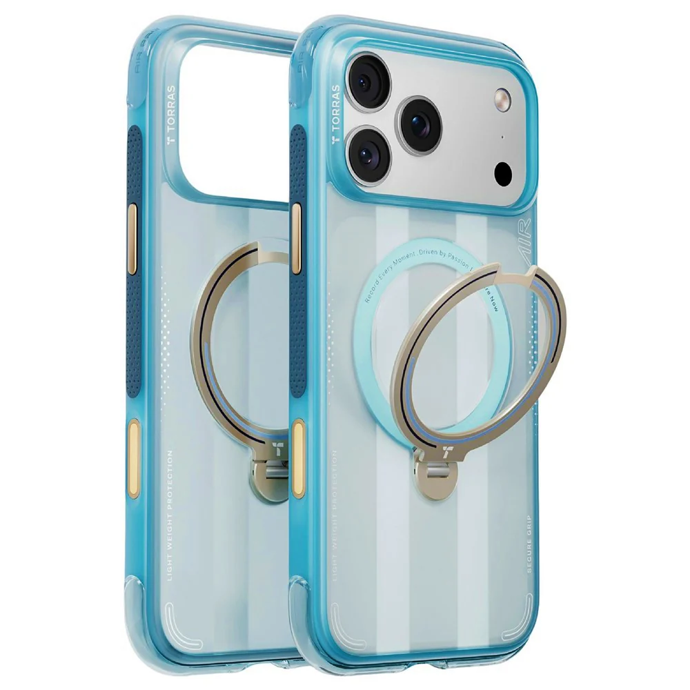 Custodia MagSafe per Apple iPhone 18 Pro / 17 Pro, Torras, Ostand Q3 Air Football, Blu — 1