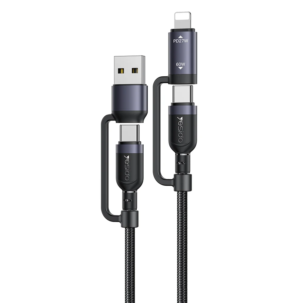 Cavo dati e ricarica USB-C / USB-A - USB-C / Lightning Yesido CA200, 60W, 1,2m, Nero — 1