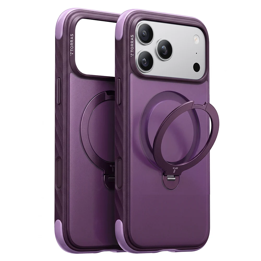 Custodia MagSafe per Apple iPhone 18 Pro / 17 Pro, Torras, Ostand Q3 Rugged, Viola — 1