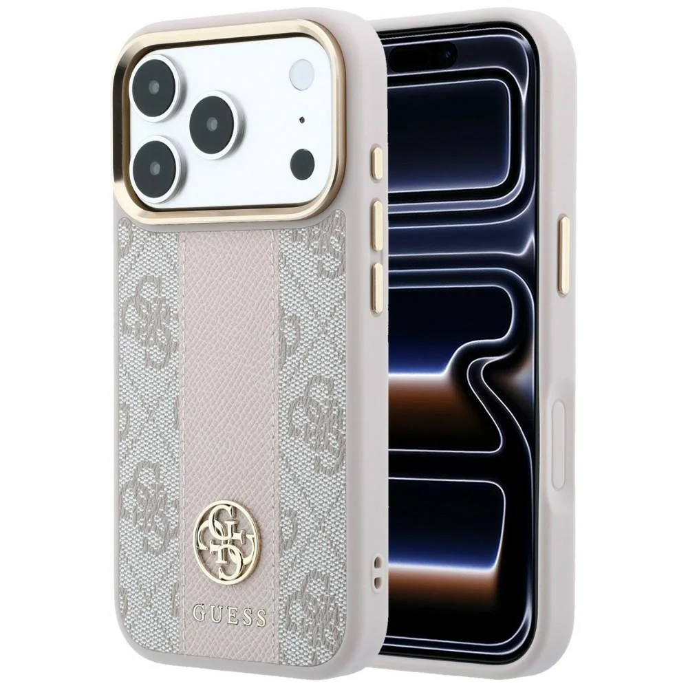 Custodia MagSafe per Apple iPhone 18 Pro Max / 17 Pro Max, Guess, 4G Stripe Round Classic Logo, Rosa — 1