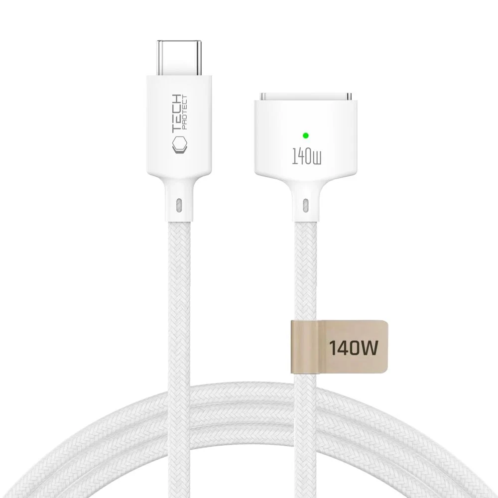 Cavo di Ricarica Tech-Protect MMC01 Ultraboost, USB-C - MagSafe 3, 140W, 3m, Bianco — 1
