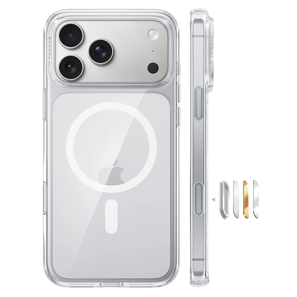 Custodia MagSafe per Apple iPhone 18 Pro Max / 17 Pro Max, Torras, Guardian, Trasparente — 1