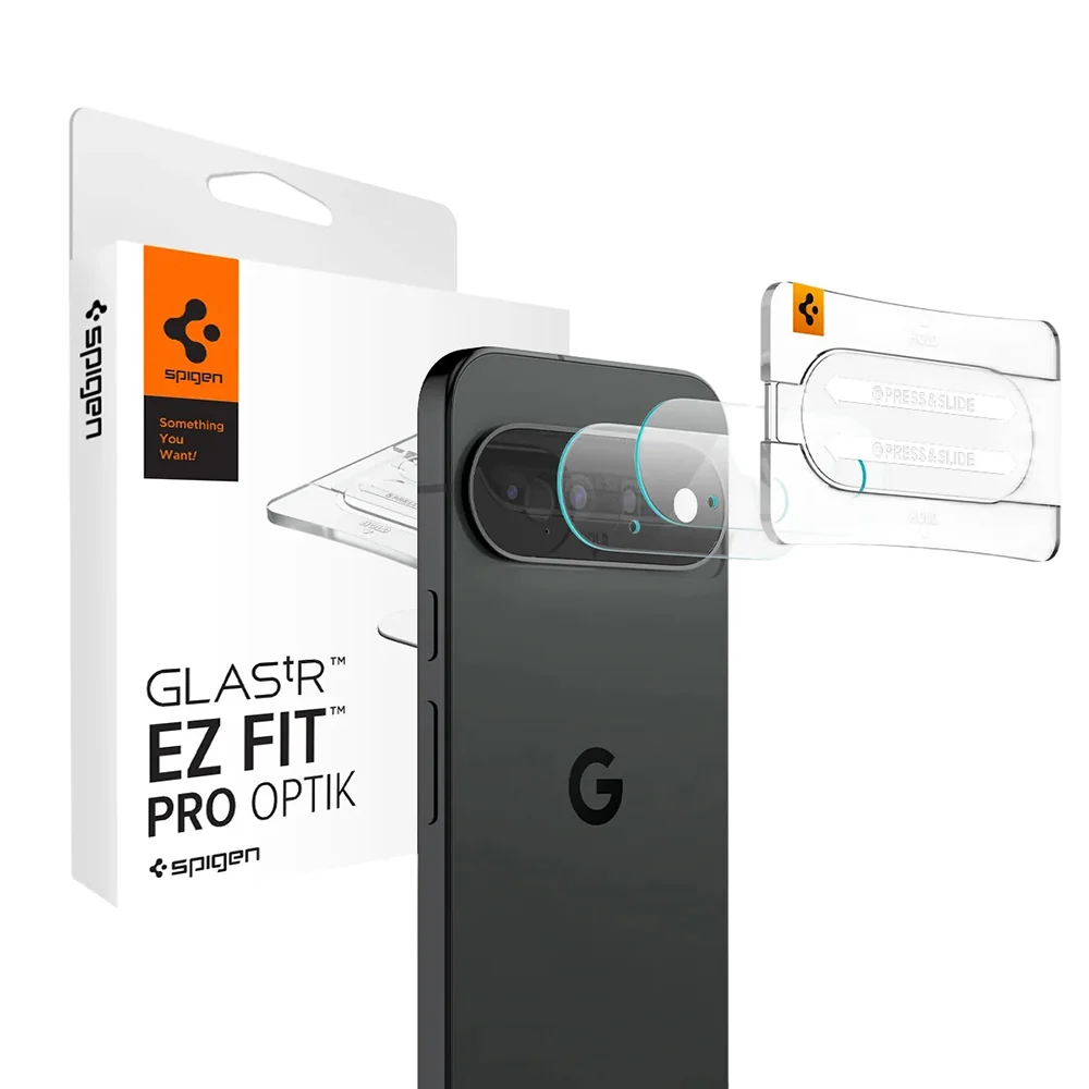Pellicola protettiva per fotocamera posteriore Spigen GlastR EZ FIT Optik Pro per Google Pixel 11, vetro temperato, set da 2 pezzi, trasparente AGL11479 — 1