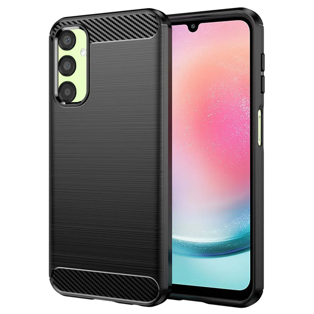 Custodia per Samsung Galaxy A24 4G A245, Techsuit, Carbonio, Nera — 1