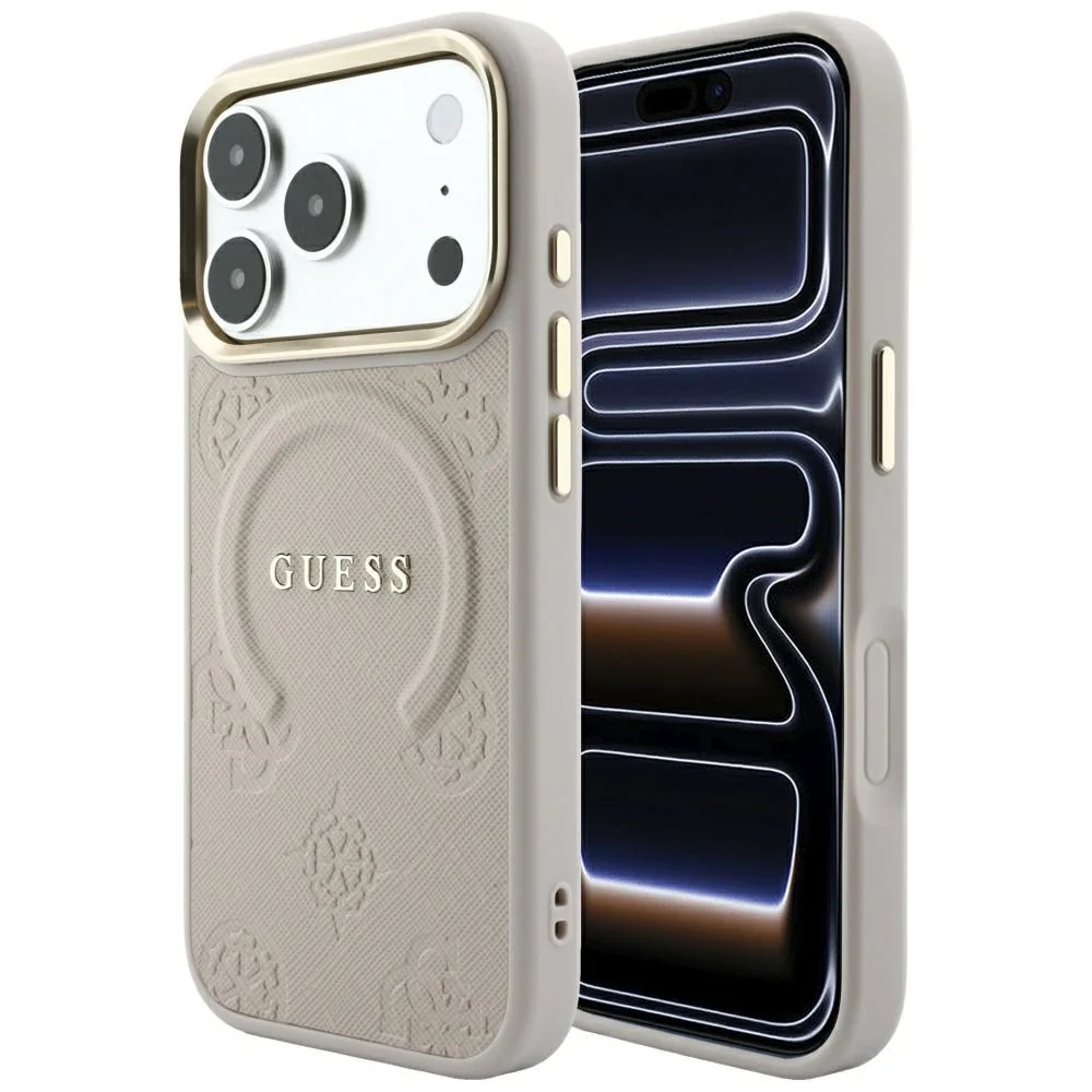 Custodia MagSafe per Apple iPhone 18 Pro / 17 Pro, Guess, Saffiano Peony Ring, Rosa — 1