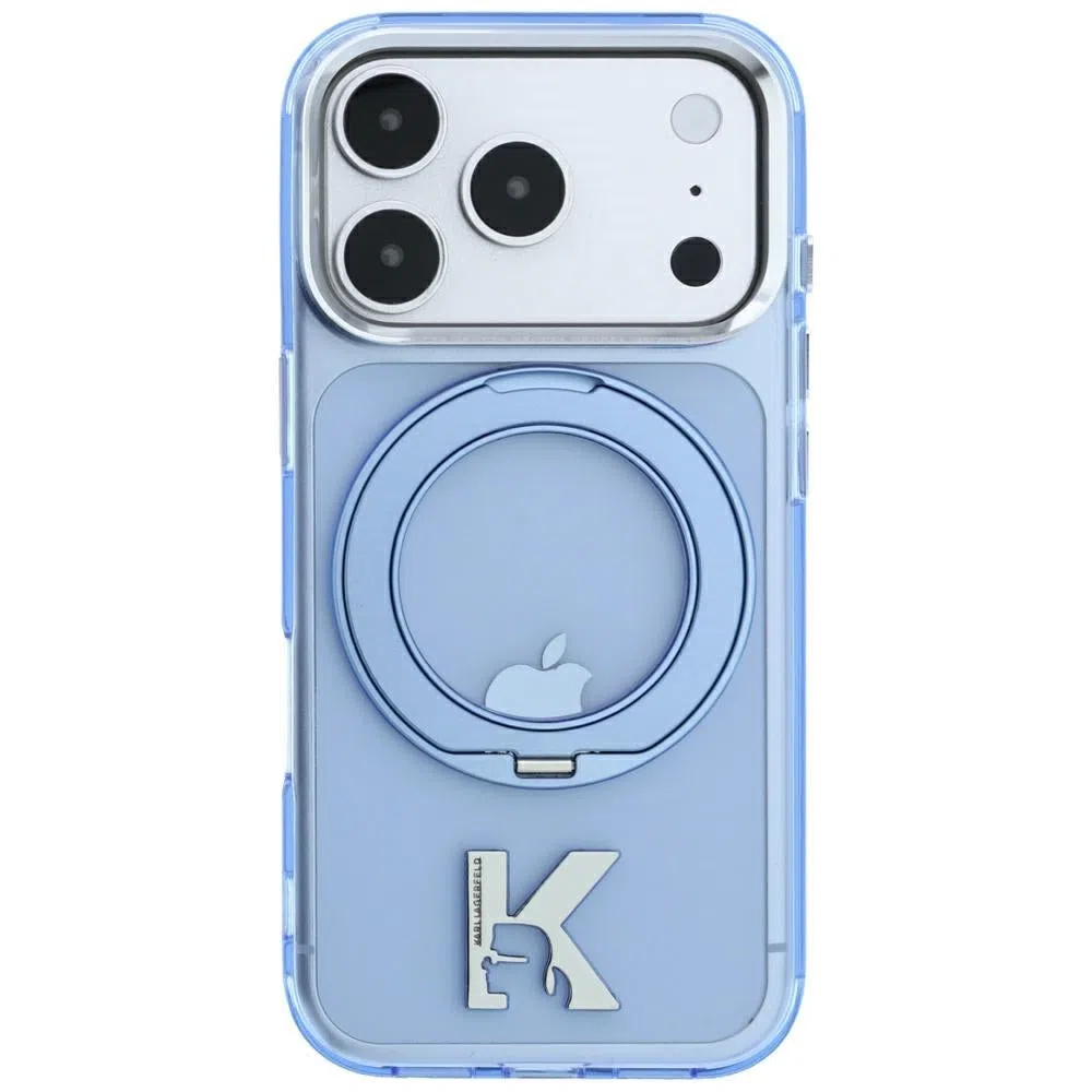 Custodia MagSafe per Apple iPhone 18 Pro Max / 17 Pro Max, Karl Lagerfeld, IML Ring Stand Kameo Metal, Blu — 1