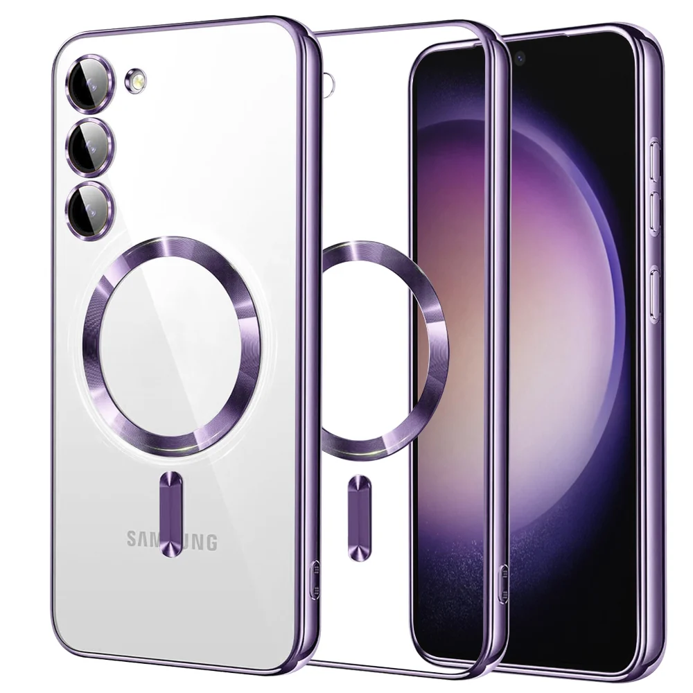 Custodia MagSafe per Samsung Galaxy S23 S911, Techsuit, Luxury Crystal, Viola Chiaro — 1