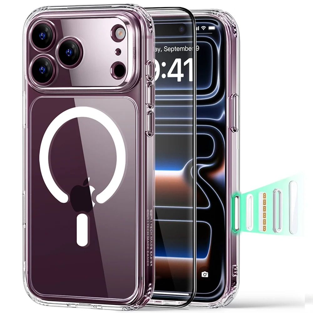 Custodia MagSafe per Apple iPhone 18 Pro Max / 17 Pro Max, ESR, Classic Hybrid con Protezione per Schermo, Trasparente — 1