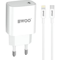 Caricabatterie da Rete con Cavo Lightning BWOO CDA159, 20W, 3A, 1 x USB-C, Bianco