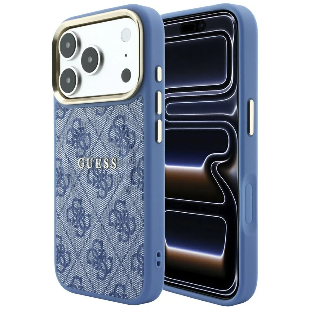 Custodia MagSafe per Apple iPhone 18 Pro Max / 17 Pro Max, Guess, 4G Embossed Classic, Blu — 1