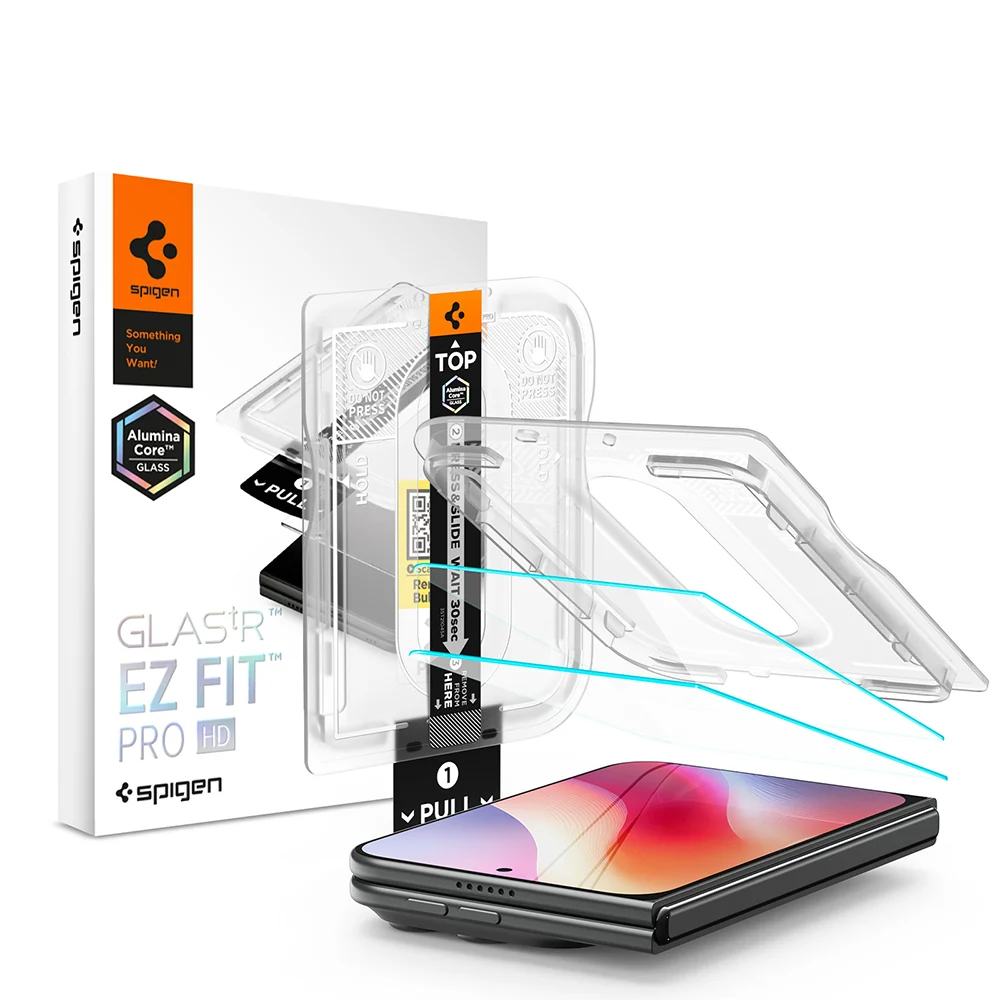 Pellicola protettiva per schermo esterno Spigen GlastR EZ FIT Pro HD per Apple iPhone Duo, Vetro temperato, Full Glue, Set 2 pezzi AGL12013 — 1