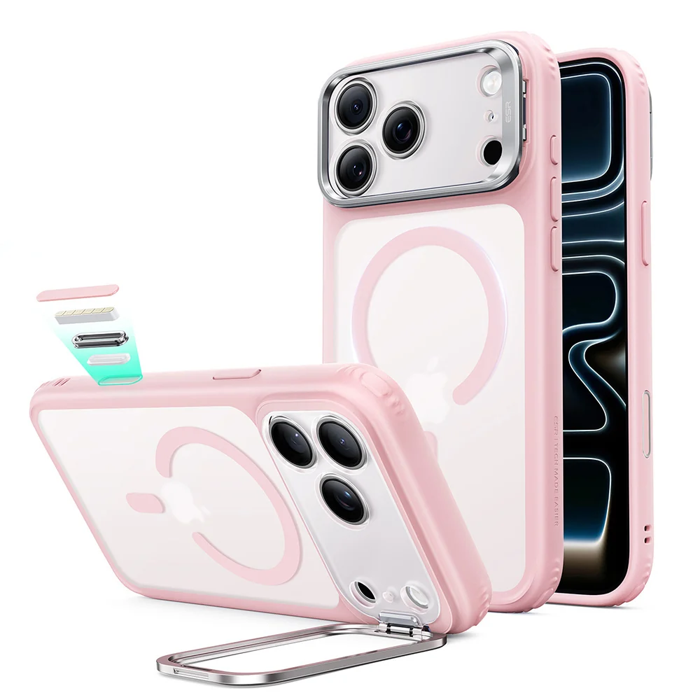 Custodia MagSafe per Apple iPhone 18 Pro / 17 Pro, ESR, Classic Hybrid Kickstand, Rosa Satinata — 1