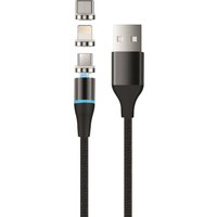 Cavo di Ricarica USB-A - Lightning / microUSB / USB-C Setty Magnetic DT 3in1, 12.5W, 1m, Nero
